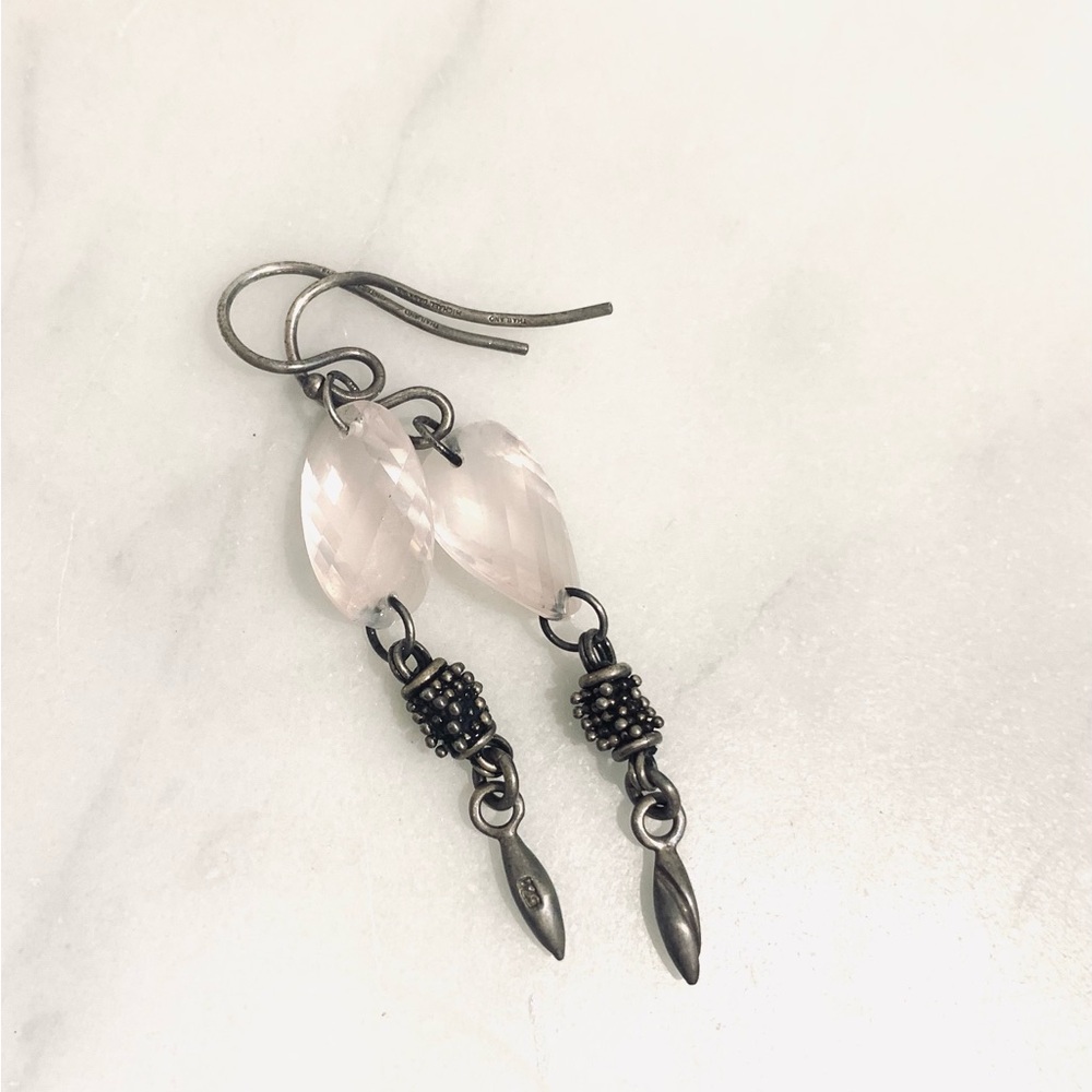 Michael Dawkins Sterling Silver Rose Quartz Dangle Earrings